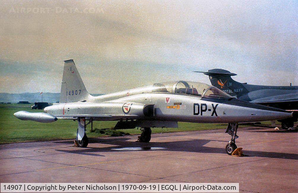 14907, 1967 Northrop F-5B Freedom Fighter C/N N.9010, F-5B Freedom Fighter of 718 Skv Royal Norwegian Air Force on display at the 1970 RAF Leuchars Airshow.