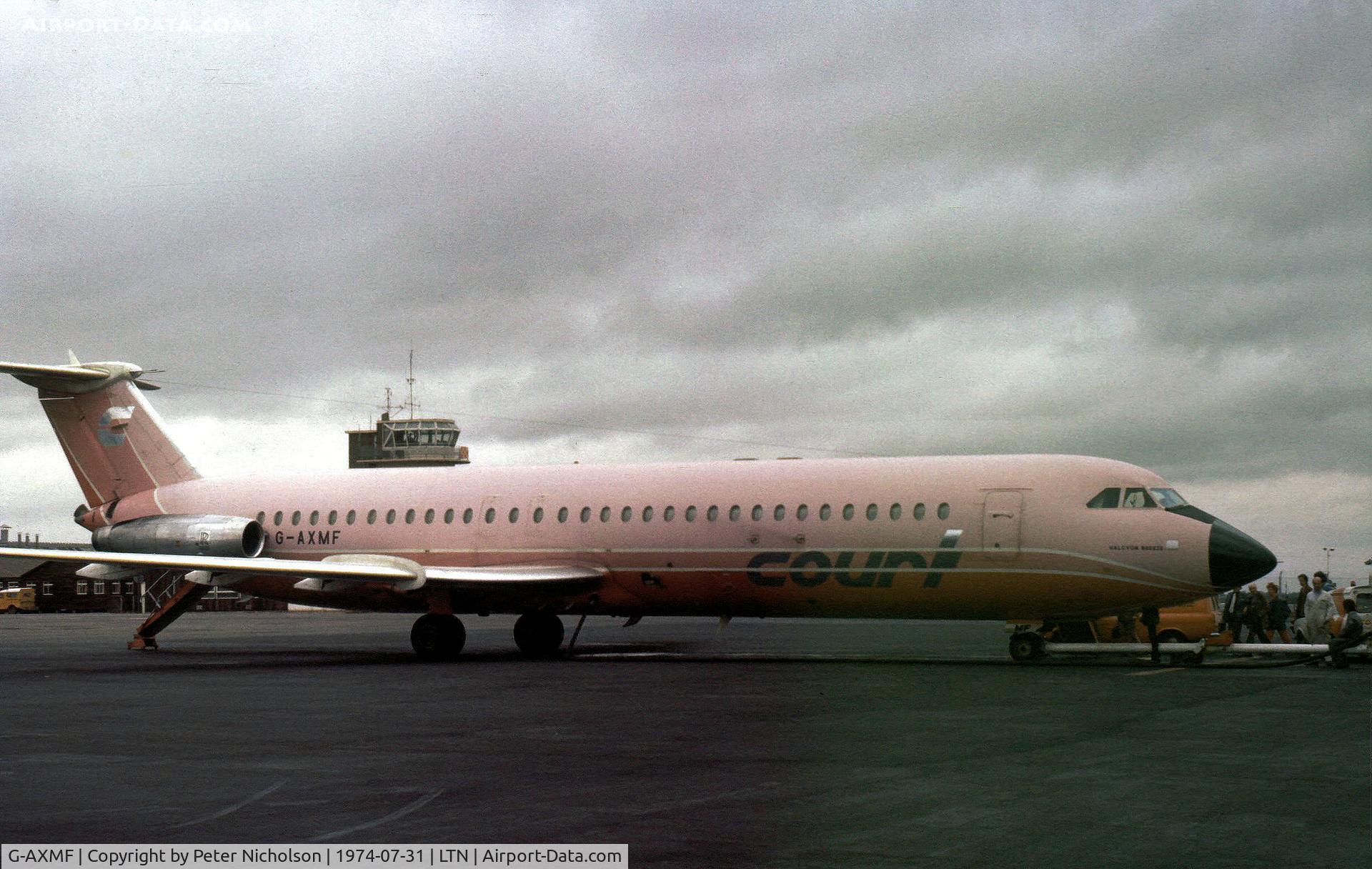 G-AXMF, 1969 BAC 111-518FG One-Eleven C/N BAC.200, Court Line One Eleven as seen at Luton in the Summer of 1974.