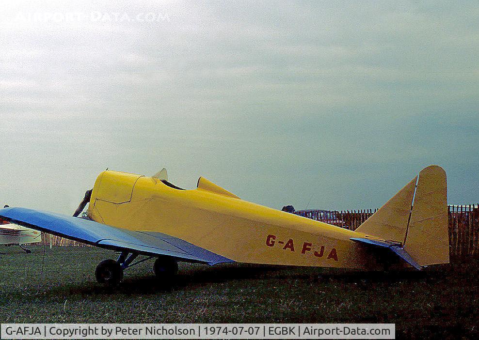 G-AFJA, 1938 Taylor Watkinson Dingbat C/N DB 100, This Dingbat DB.100 attended the 1974 Popular Flying Association Fly-in at Sywell.
