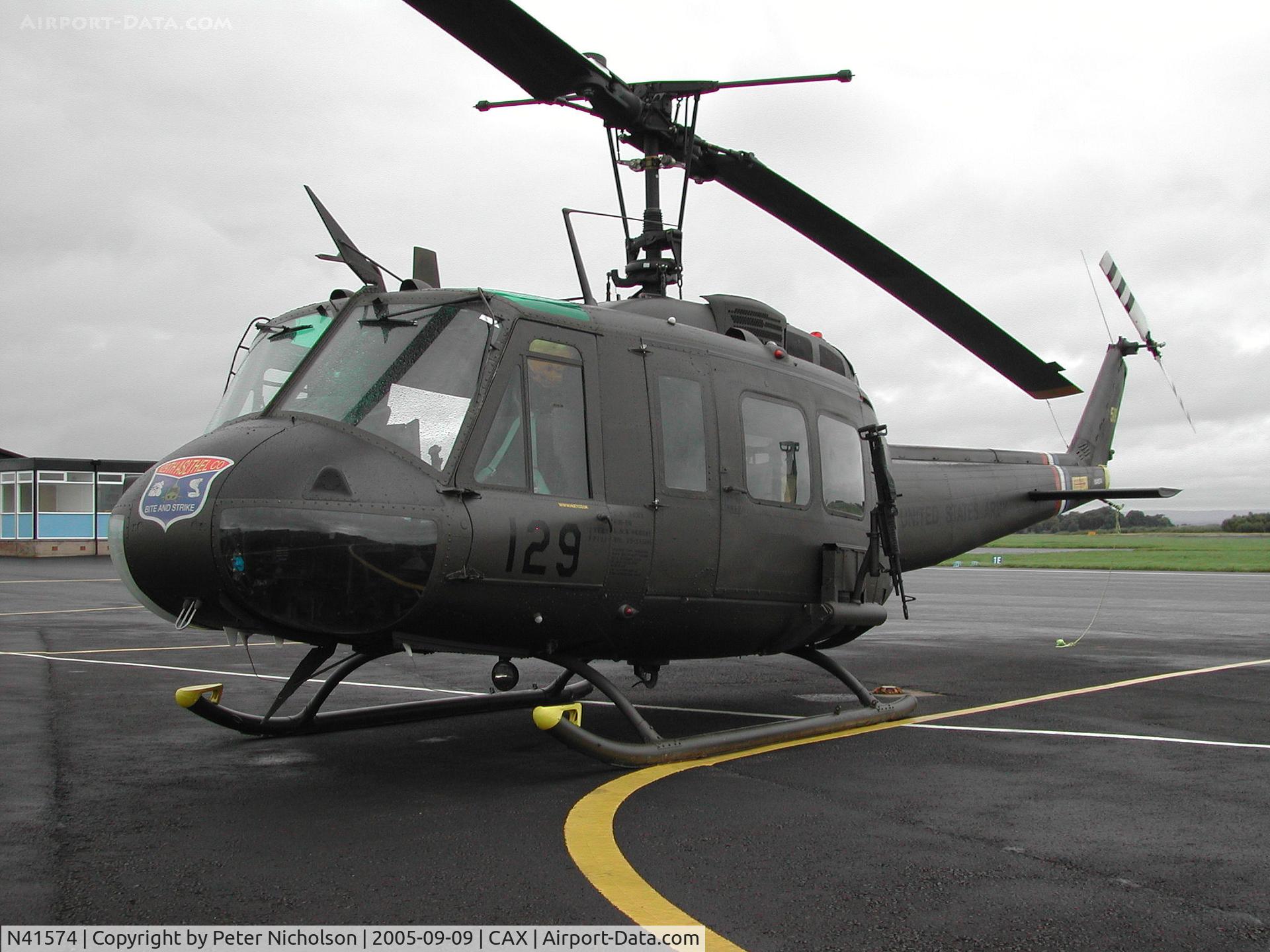 N41574, 1972 Bell UH-1H Iroquois C/N 13208, Another view of this UH-1H Iroquois registered as NX41574 as seen at Carlisle en route to Scotland in September 2005.