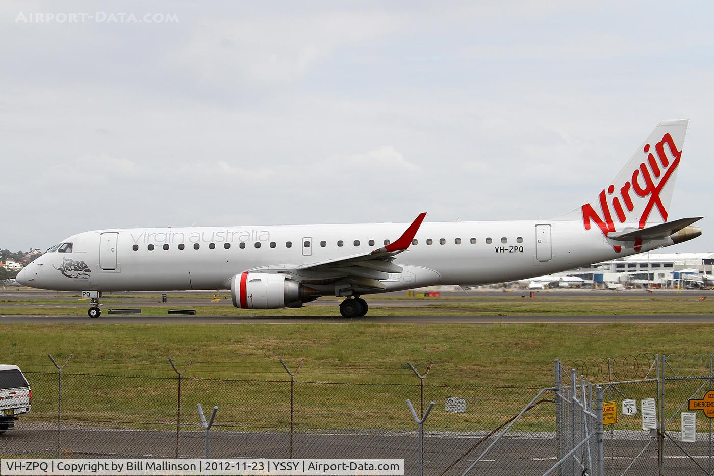 VH-ZPQ, 2010 Embraer 190AR (ERJ-190-100IGW) C/N 19000412, taxiing to 34R