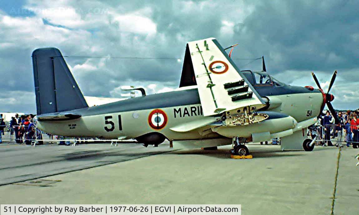 51, Breguet Br.1050 Alize C/N 51, Breguet Br.1050 Alize [51] (French Navy) RAF Greenham Common~G 26/06/1977.Taken from a slide.