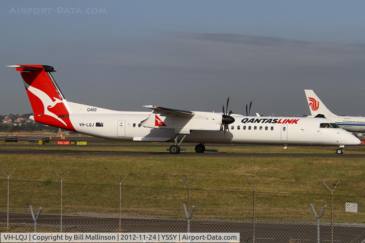 VH-LQJ, 2012 Bombardier DHC-8-402 Dash 8 C/N 4414, taxiing from 34R