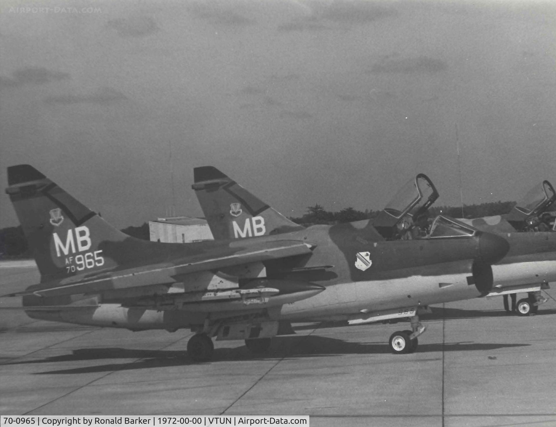 70-0965, 1970 LTV A-7D-7-CV Corsair II C/N D-111, 354 TFW A-7D in the dearm area Korat 1972