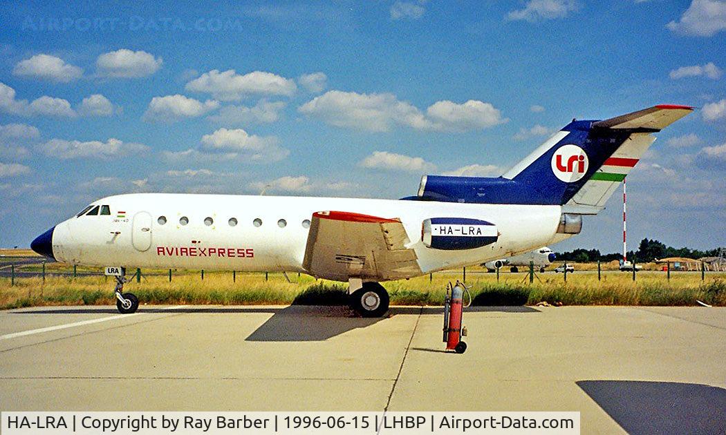 HA-LRA, 1974 Yakovlev Yak-40 C/N 9440837, Yakovlev Yak-40 [9440837] (Rvirexpress) Budapest-Ferihegy~HA 15/06/1996