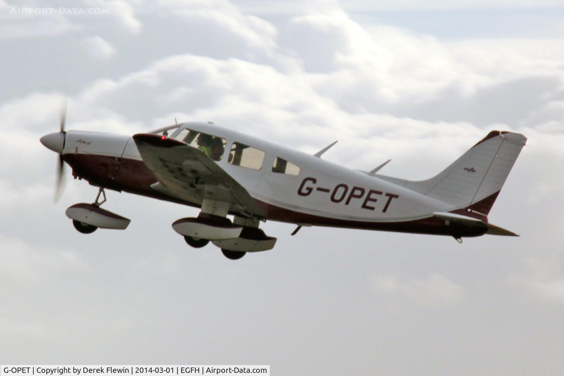 G-OPET, 1975 Piper PA-28-181 Cherokee Archer II C/N 28-7690067, Visiting Cherokee Archer II, EGFF resident,  seen departing runway 10 at EGFH.