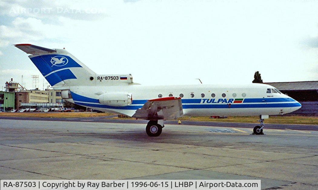 RA-87503, 1975 Yakovlev Yak-40 C/N 9520240, Yakovlev Yak-40AT [9520240] (Tulpar) Budapest-Ferihegy~HA 15/06/1996