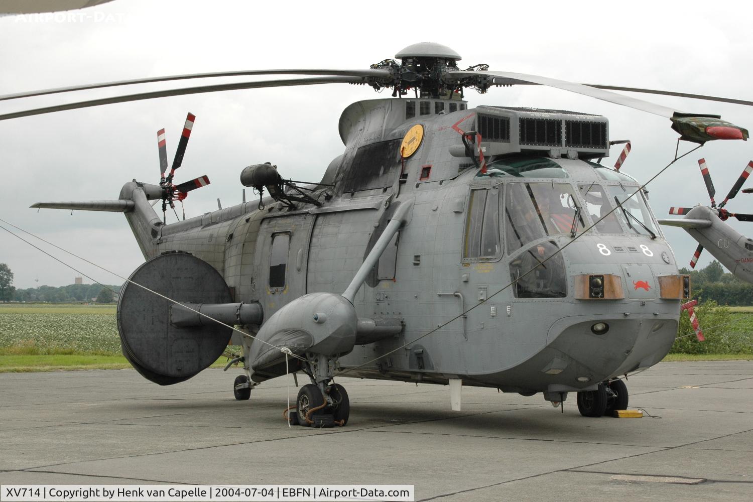 XV714, 1972 Westland Sea King ASaC7 C/N WA685, Fleet Air Arm Westland Sea King ASAC.7 helicopter at Koksijde Air Base, Belgium.