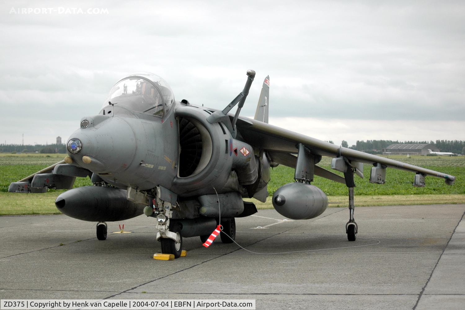 ZD375, 1988 British Aerospace Harrier GR.7 C/N P23, Royal Air Force Harrier GR7 of No 1 sqn at Koksijde Air Base, Belgium