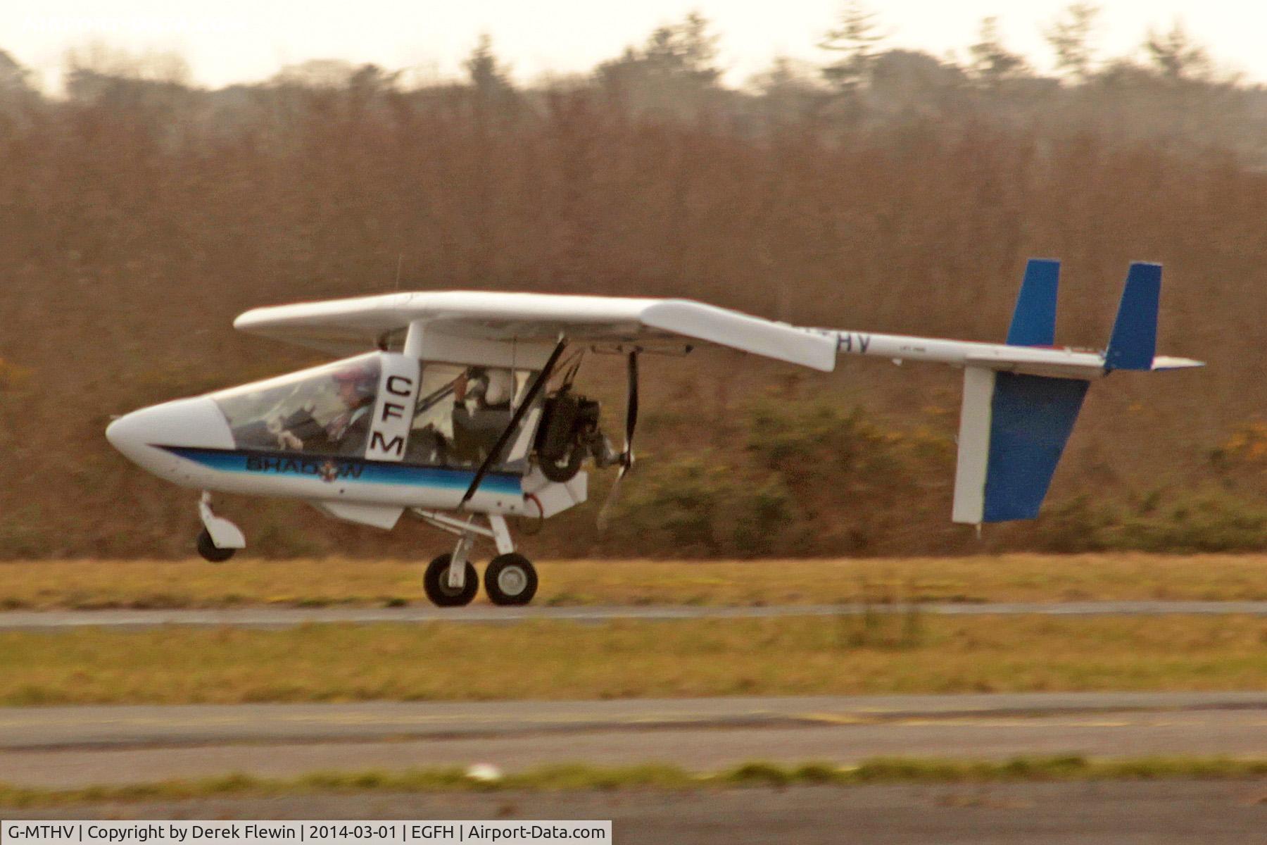 G-MTHV, 1987 CFM Shadow Series CD C/N K049, Visiting Shadow based at Old Park Farm Margam, seen landing on runway 10 at EGFH.