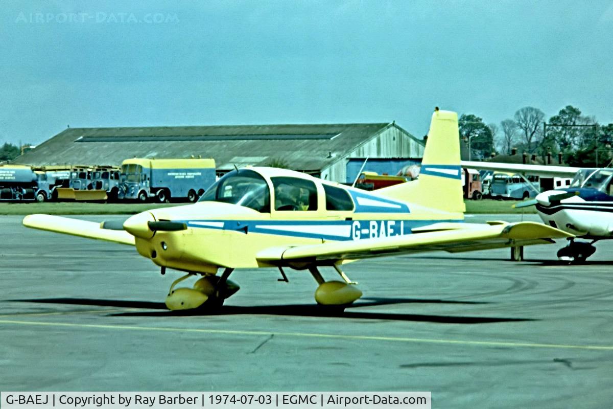 G-BAEJ, 1972 American Aviation AA-5 Traveler C/N AA5-0200, Grumman American AA-5 Traveler [0200] Southend~G 03/07/1974