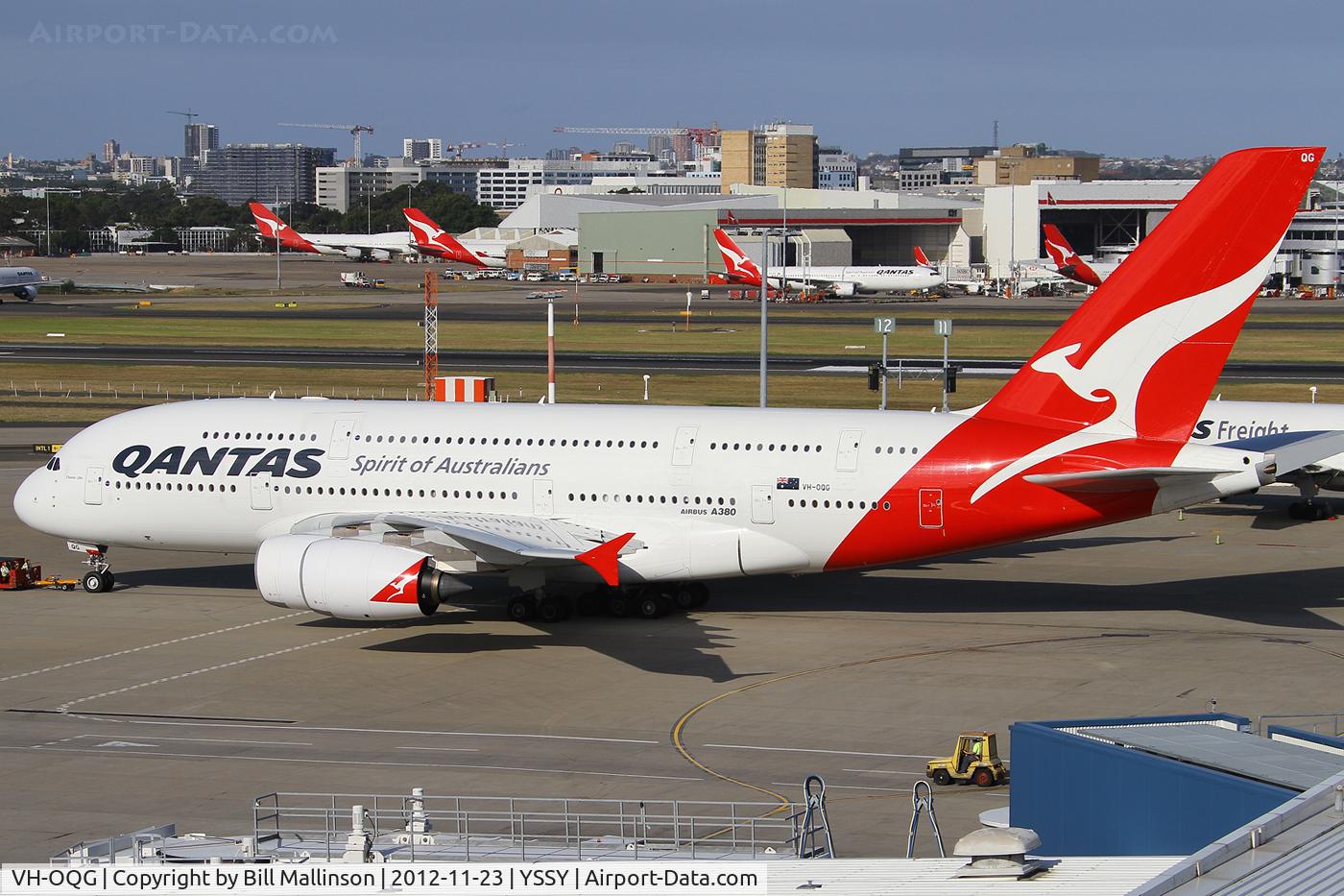VH-OQG, 2009 Airbus A380-842 C/N 047, pushed back and ready