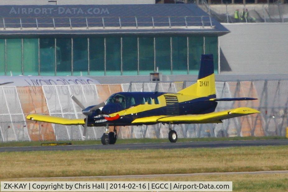 ZK-KAY, Pacific Aerospace 750XL C/N 107, Pacific Aerospace 750XL of the North West Parachute Centre. Cark, Cumbria departing from RW23R after a short visit to EGCC