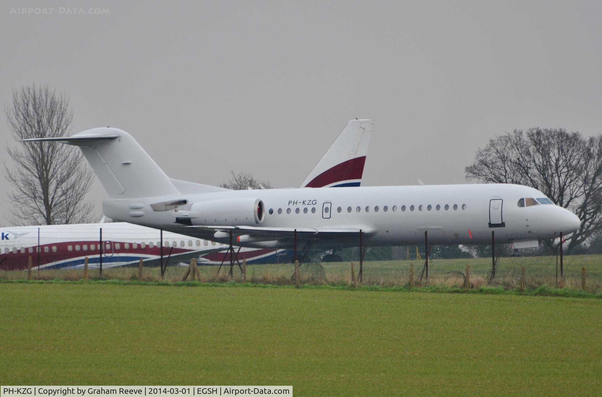 PH-KZG, 1996 Fokker 70 (F-28-0070) C/N 11578, Parked at Norwich following a re-spray.