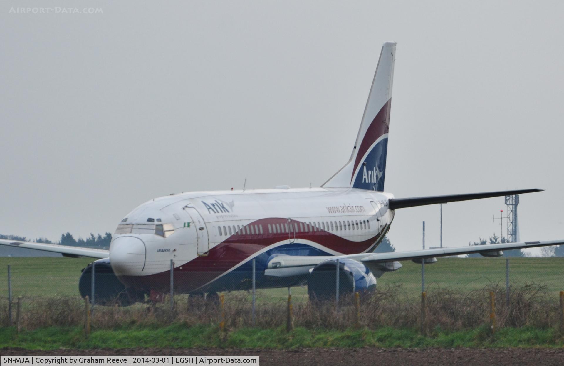 5N-MJA, 1989 Boeing 737-322 C/N 24454, Parked in the North-West corner.
