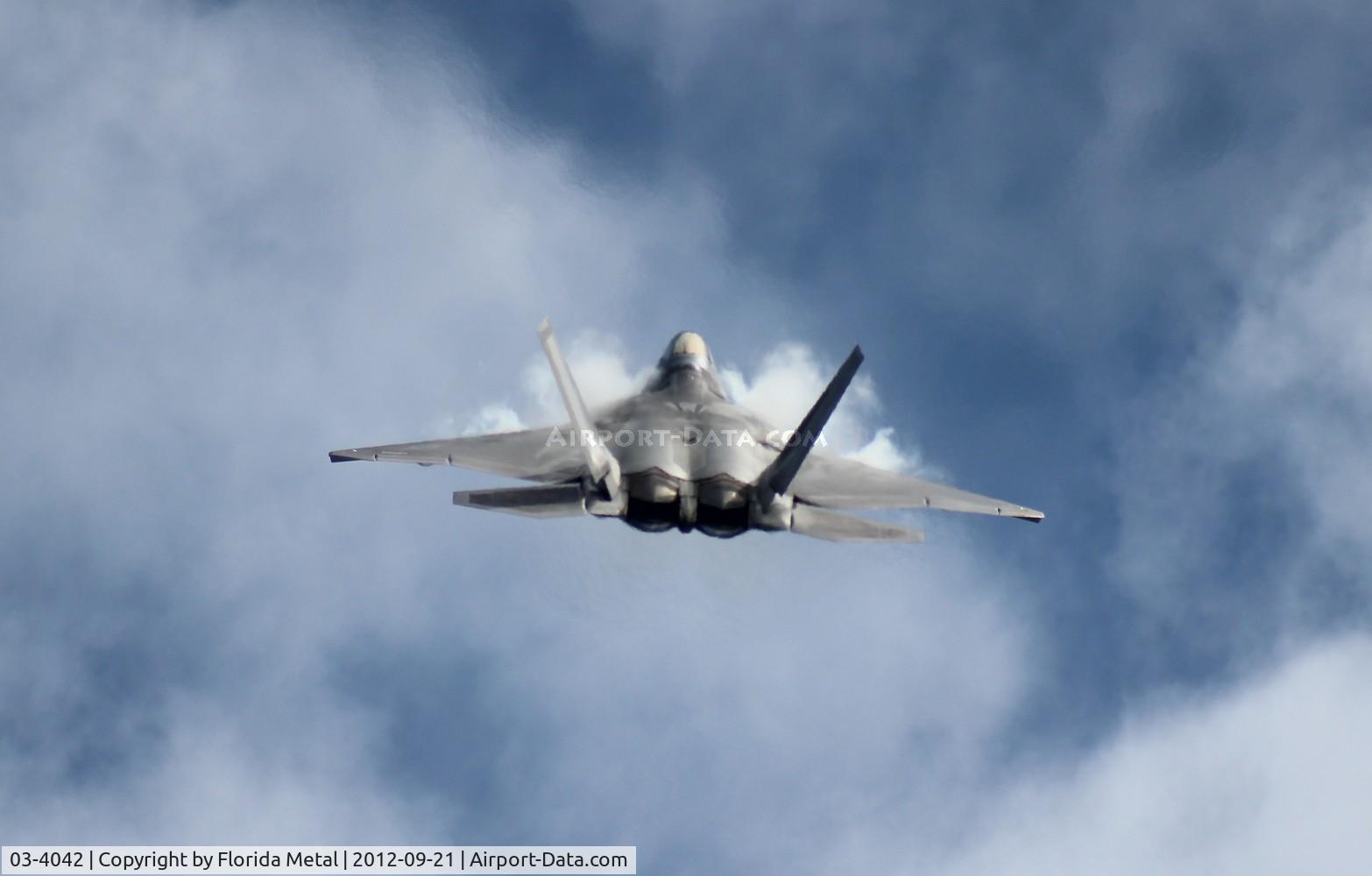 03-4042, 2003 Lockheed Martin F/A-22A Raptor C/N 4042, F-22 over Cocoa Beach