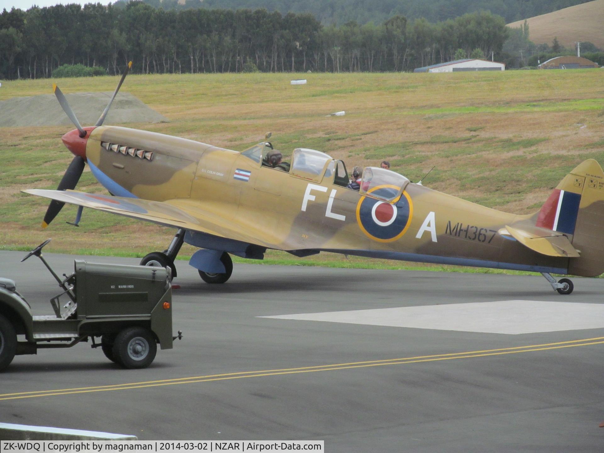 ZK-WDQ, Supermarine 509 Spitfire TR.IX C/N CBAF.5487, peeping out of hangar