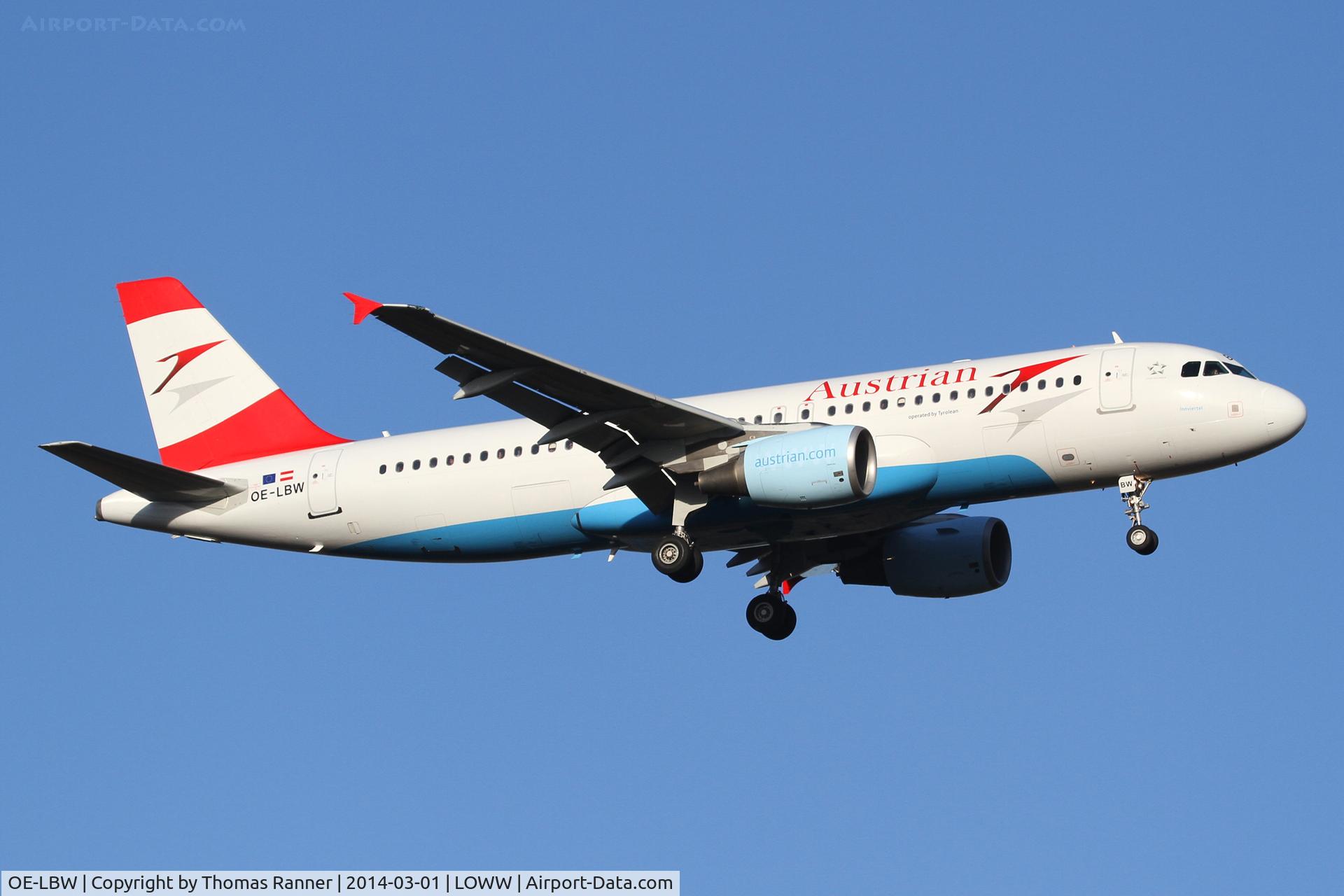 OE-LBW, 2001 Airbus A320-214 C/N 1678, Austrian A320