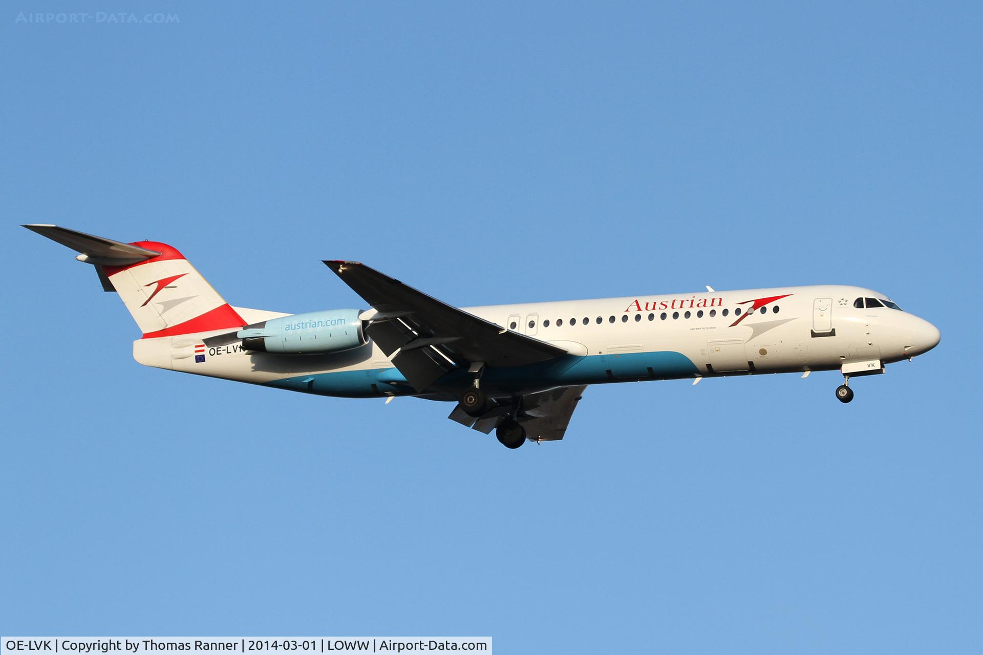 OE-LVK, 1992 Fokker 100 (F-28-0100) C/N 11397, Austrian Fokker 100