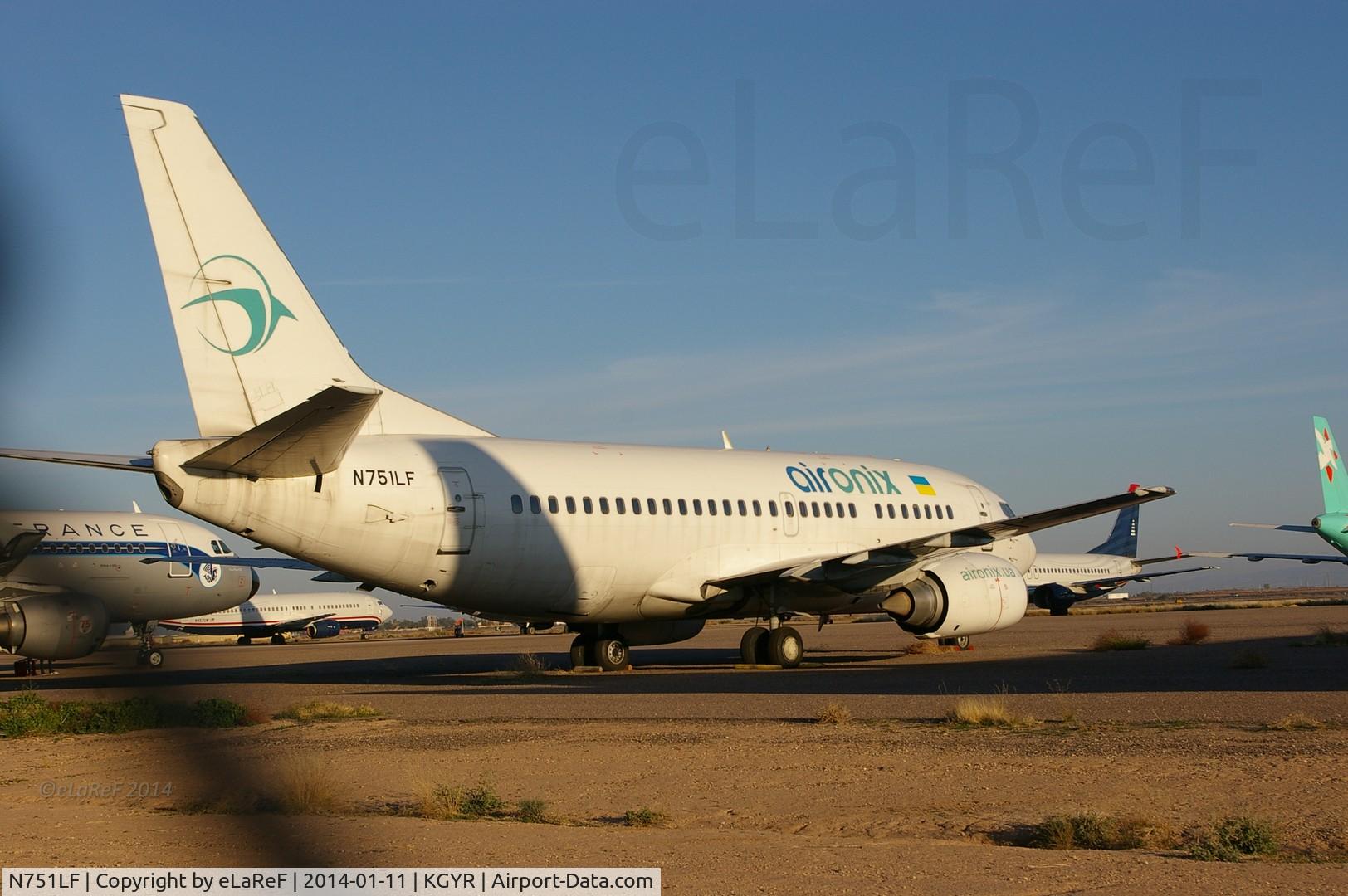 N751LF, 1995 Boeing 735-5Q8 C/N 26324, Usual Goodyear 'Through the Fence' shot