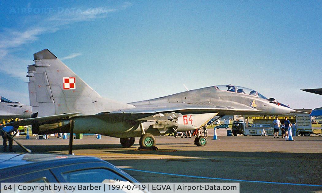 64, Mikoyan-Gurevich MiG-29UB C/N N50903014664, Mikoyan-Gurevich MiG-29UB Fulcrum [N50903014664] (Polish Air Force) RAF Fairford~G 19/07/1997