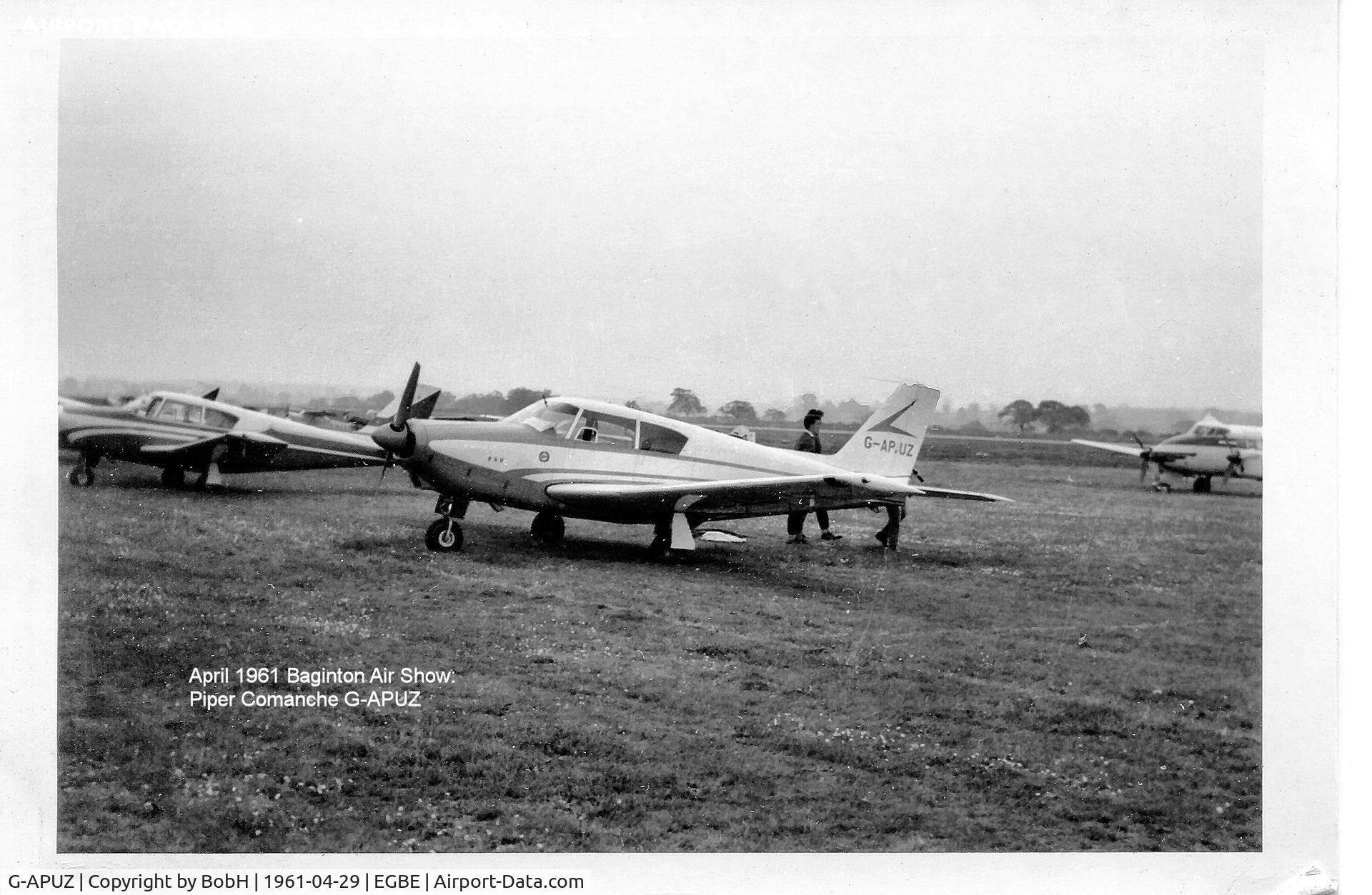 G-APUZ, 1959 Piper PA-24-250 Comanche C/N 24-1094, G-APUZ at Baginton in April 1961.