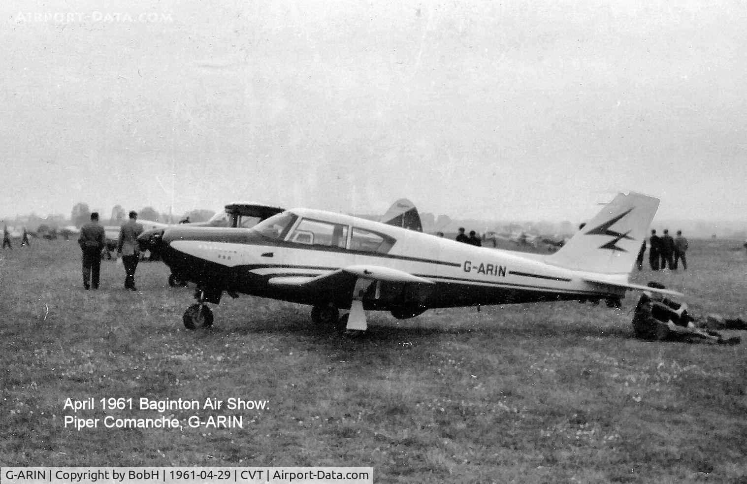 G-ARIN, 1959 Piper PA-24-250 Comanche C/N 24-1182, G-ARIN at Baginton in April 1961