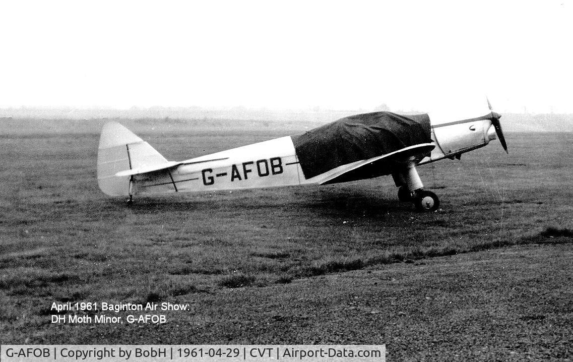 G-AFOB, 1939 De Havilland DH94 MOTH MINOR C/N 94018, G-AFOB at Baginton in April 1961.