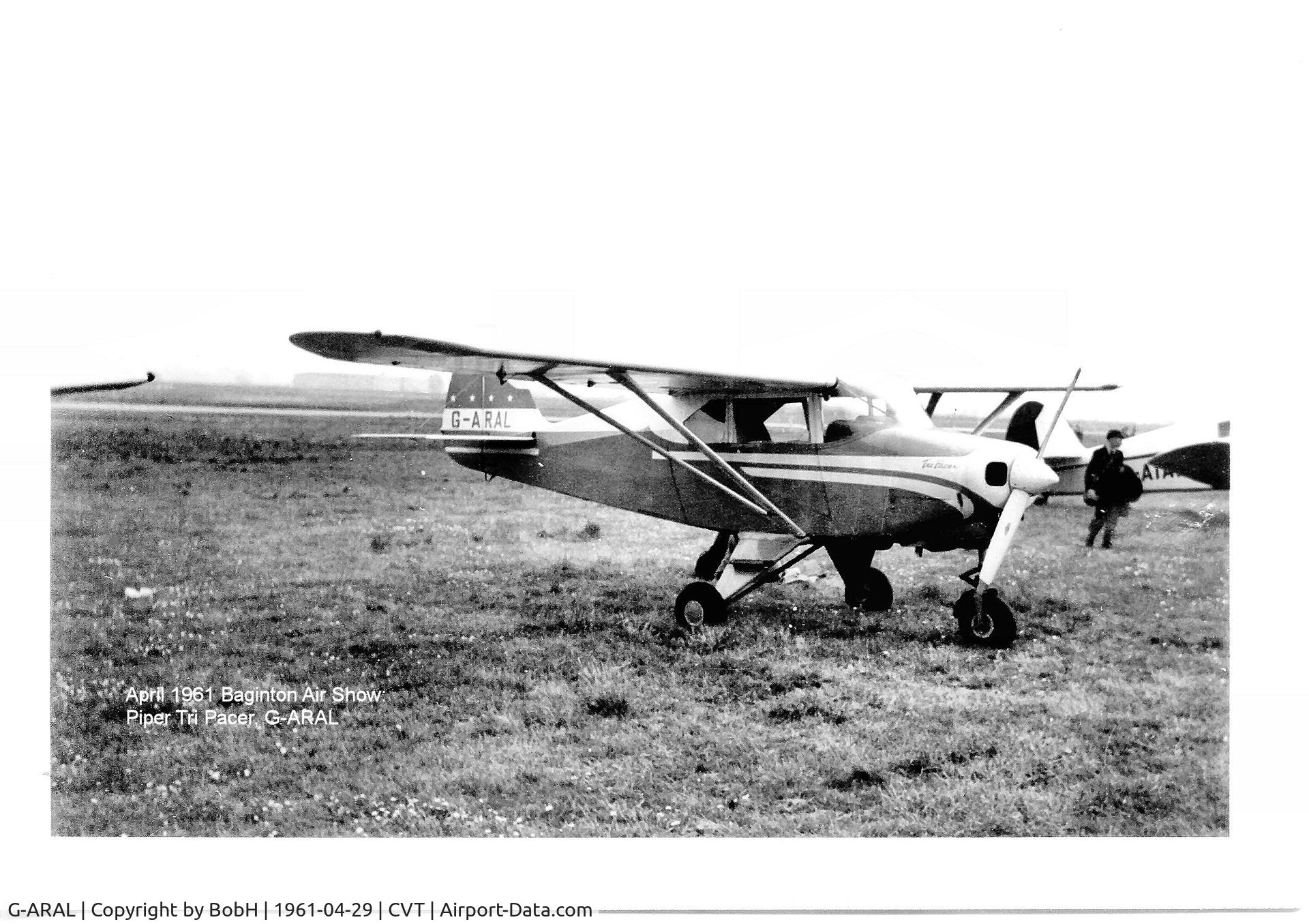 G-ARAL, 1960 Piper PA-22-160 Tri Pacer C/N 22-7419, G-ARAL at Baginton sales weekend, April 1961.