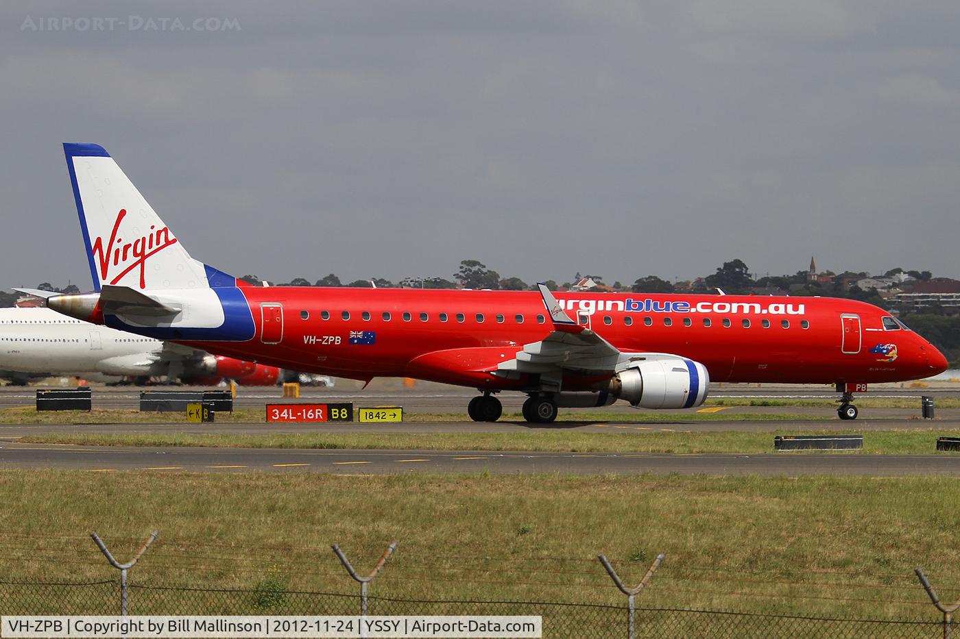 VH-ZPB, 2008 Embraer 190AR (ERJ-190-100IGW) C/N 19000162, taxiing from 16L