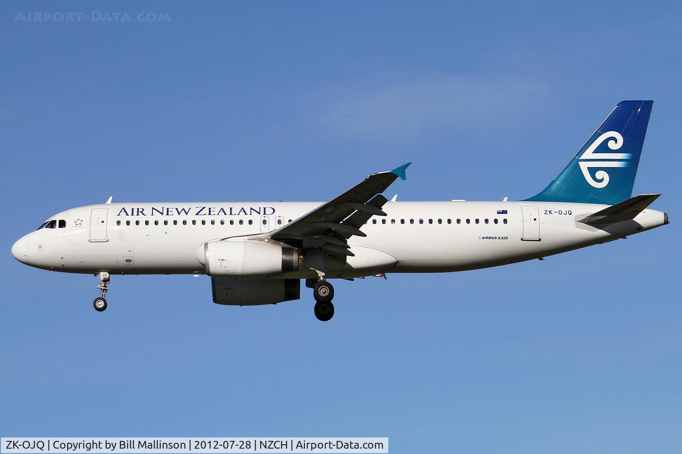 ZK-OJQ, 2011 Airbus A320-232 C/N 4584, finals to 02
