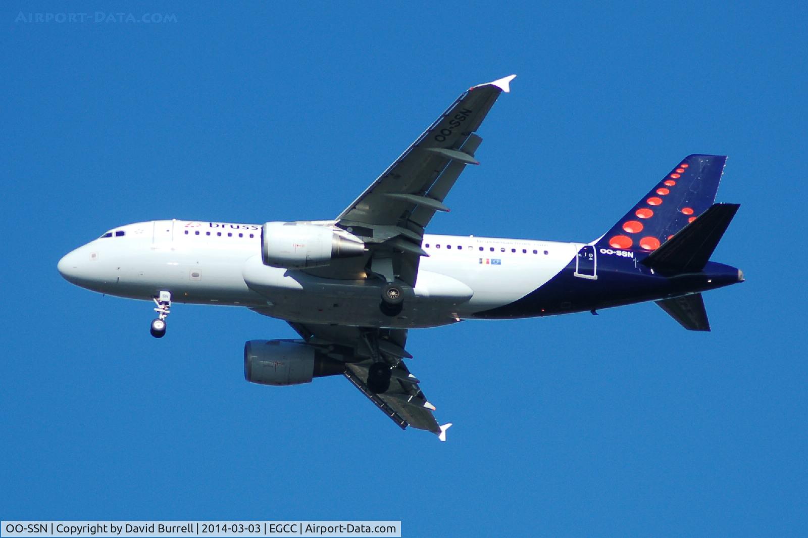 OO-SSN, 2003 Airbus A319-112 C/N 1963, Brussels Airlines Airbus A319-112 OO-SSN on approach to Manchester Airport