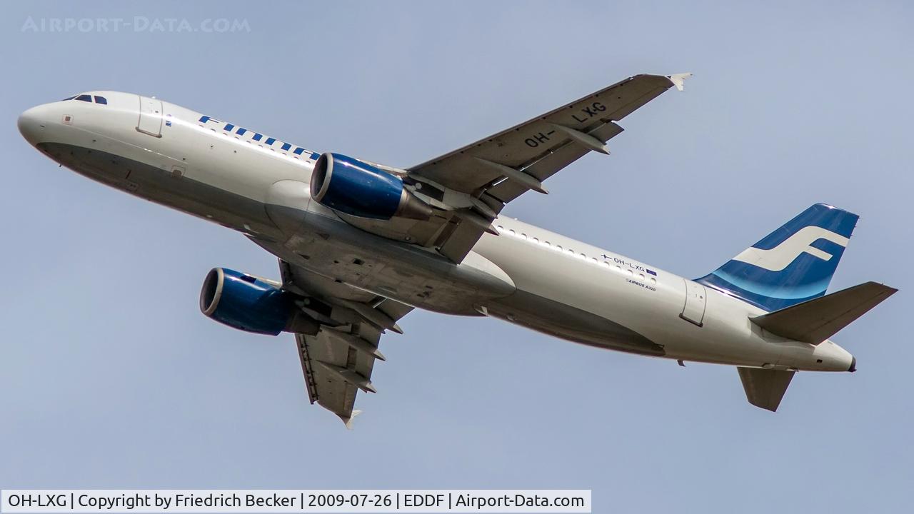 OH-LXG, 2002 Airbus A320-214 C/N 1735, departure via RW25L