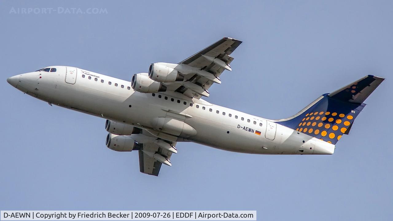 D-AEWN, 1990 British Aerospace BAe.146-300 C/N E3158, departure via RW25L