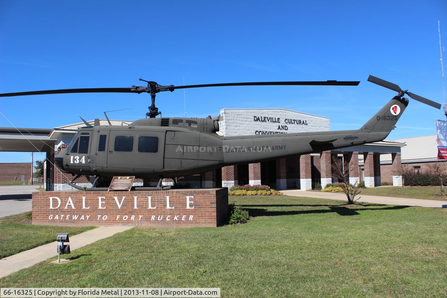 66-16325, 1967 Bell UH-1H Iroquois C/N 8519, UH-1H in front of Daleville AL City Hall