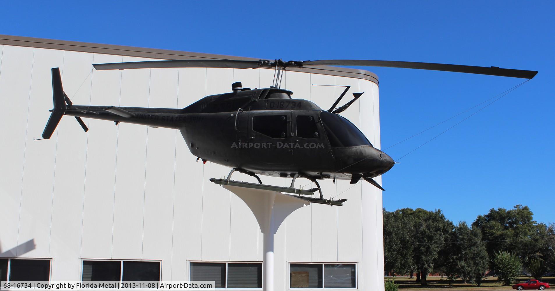 68-16734, 1968 Bell OH-58C Kiowa C/N 40048, OH-58C Kiowa at the entrance to the Army Aviation Museum
