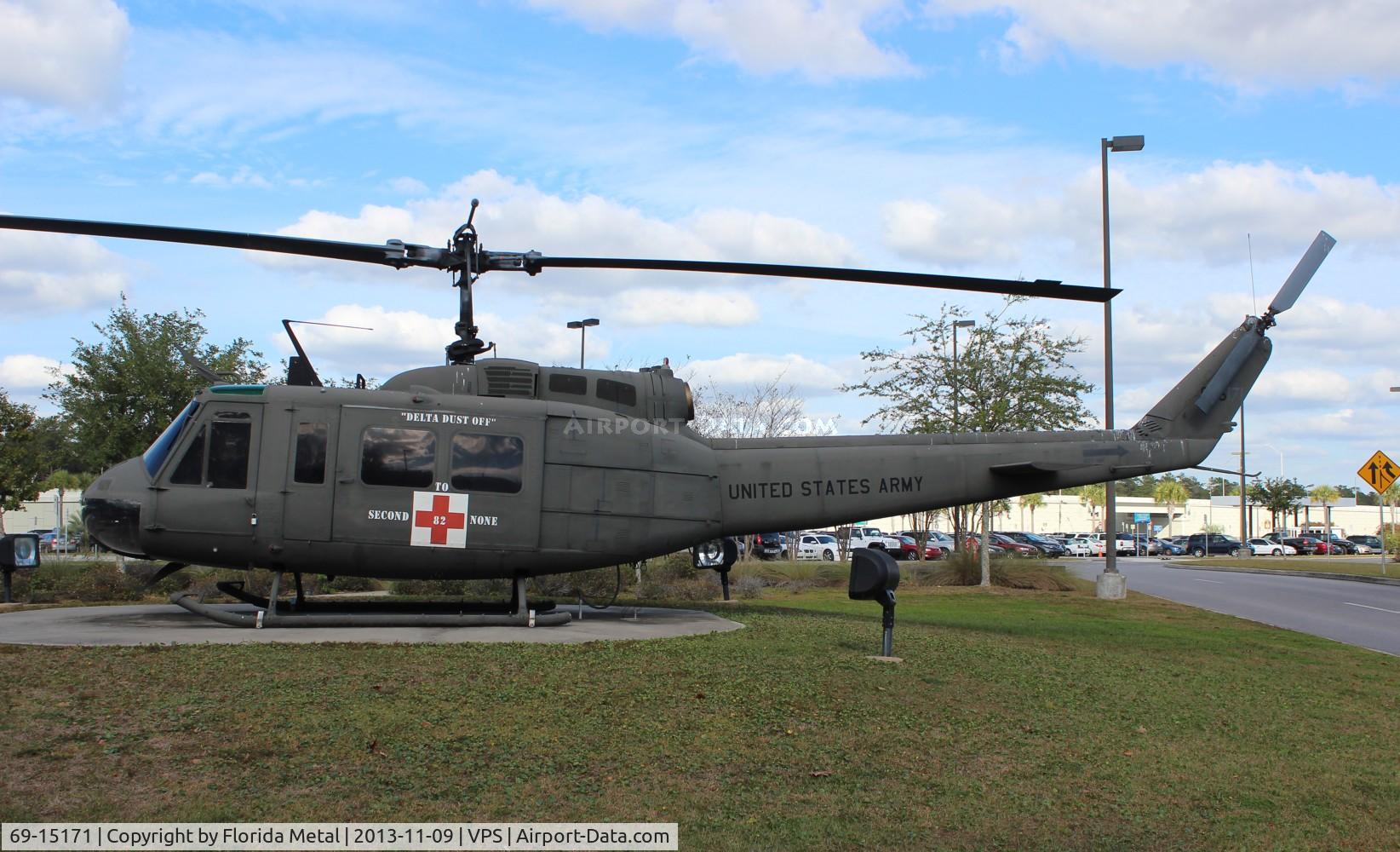 69-15171, 1969 Bell UH-1H Iroquois C/N 11459, UH-1H Iroquois in front of the Ft. Walton Beach Airport terminal