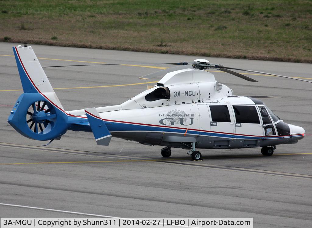 3A-MGU, Aérospatiale AS-365N-3 Dauphin 2 C/N 6959, Parked at the General Aviation area