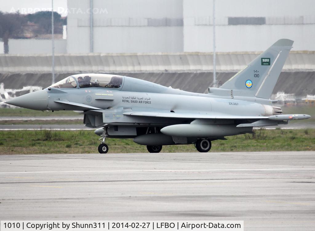 1010, 2013 Eurofighter EF-2000 Typhoon T.3 C/N 370/CT013, Delivery flight from Warton to LFBO for refuelling then to Malta for a night stop. Continued to Sharm-el-Sheikh then Riyadh one day later.