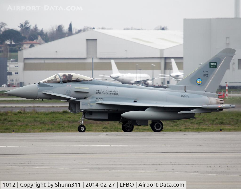 1012, 2013 Eurofighter EF-2000 Typhoon F2 C/N 384/CS022, Delivery flight from Warton to LFBO for refuelling then to Malta for a night stop. Continued to Sharm-el-Sheikh then Riyadh one day later.