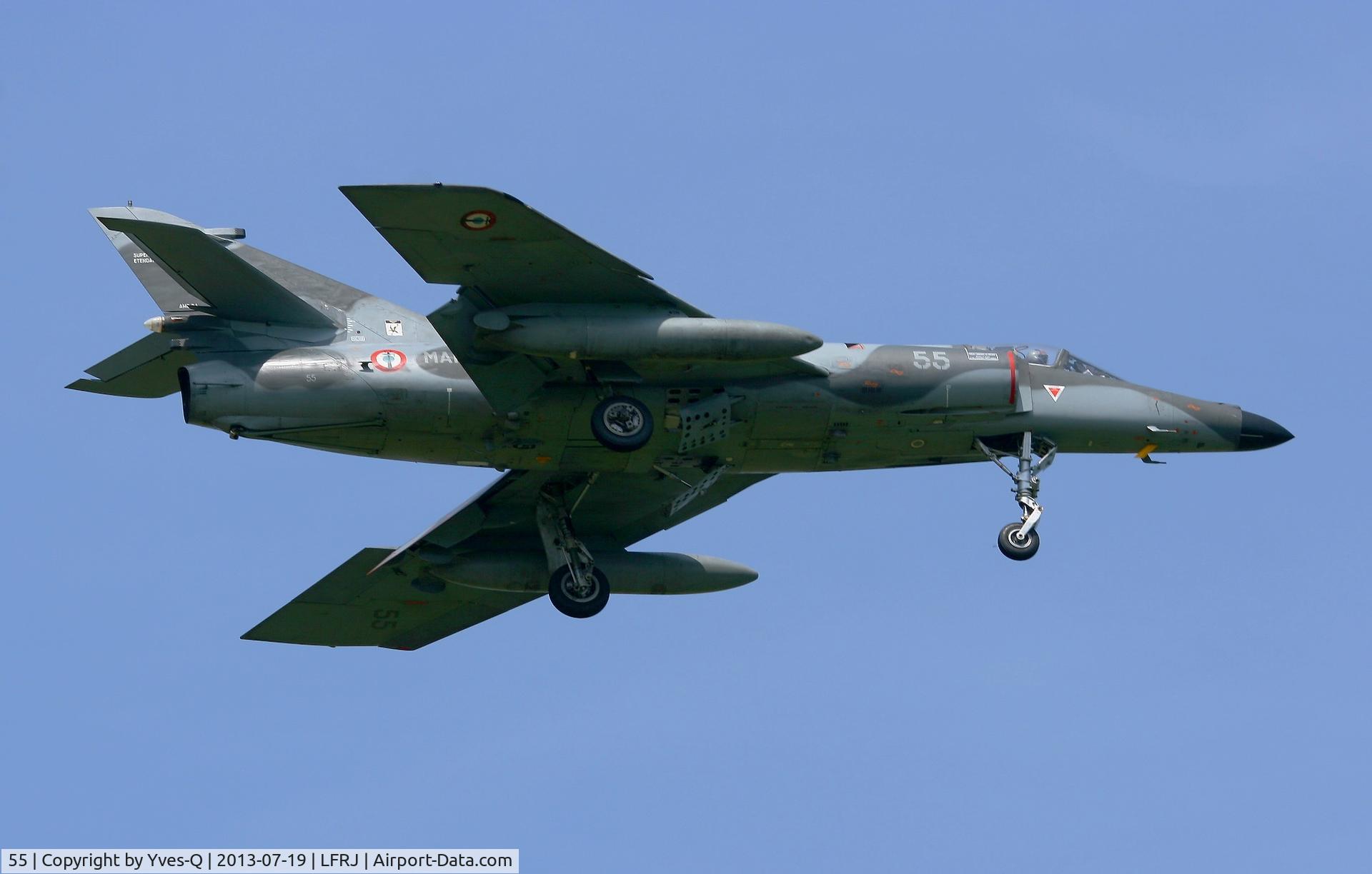 55, Dassault Super Etendard C/N 61, French Naval Aviation Dassault Super Etendard M (SEM), Short approach Rwy 08, Landivisiau Naval Air Base (LFRJ)