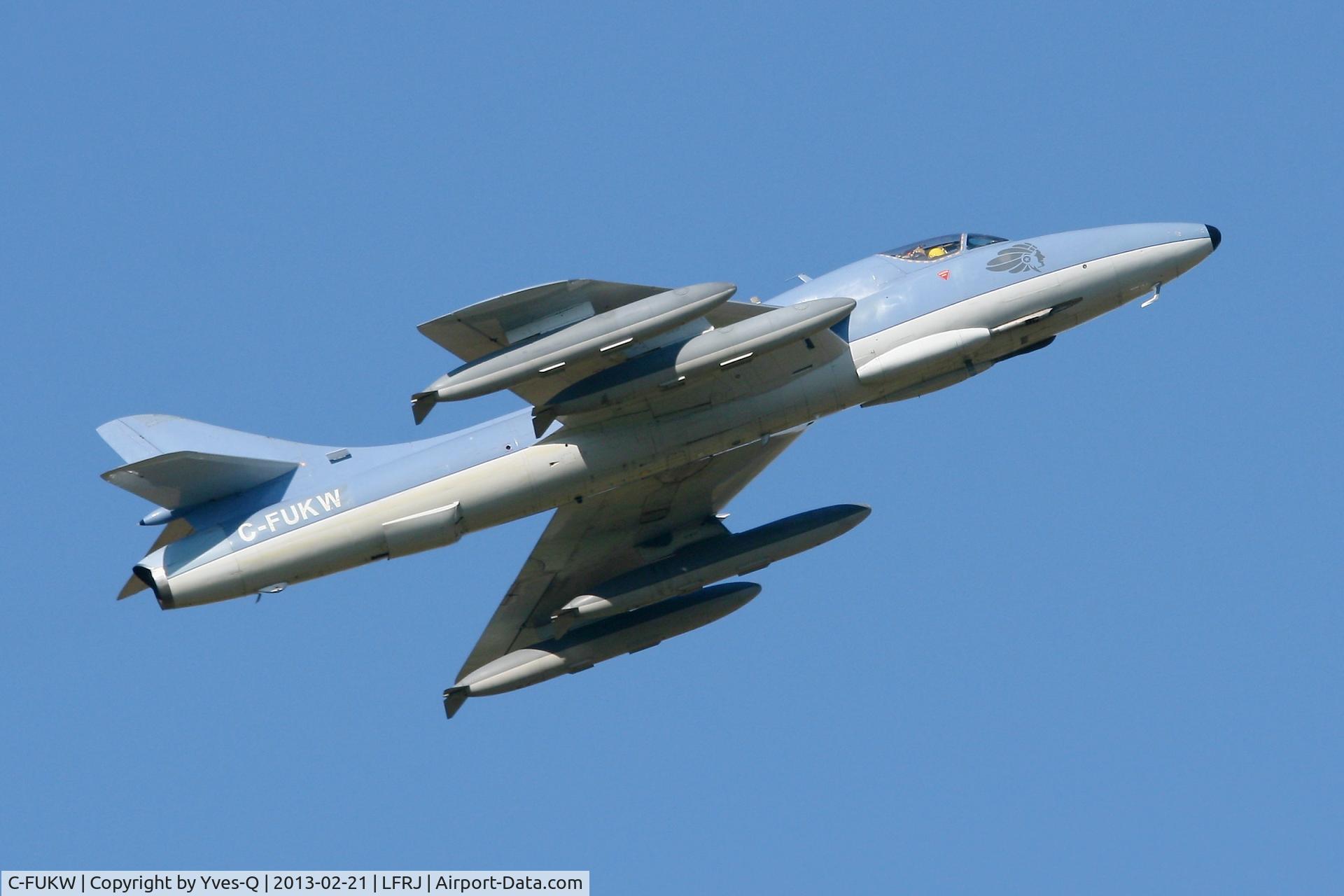 C-FUKW, 1954 Hawker Hunter T.68 C/N HABL-003215&41H-680368, Hawker Hunter T.68, Apache Aviation,  used as target in aid of French Navy, Take-off Rwy 08, Landivisiau Naval Air Base (LFRJ)