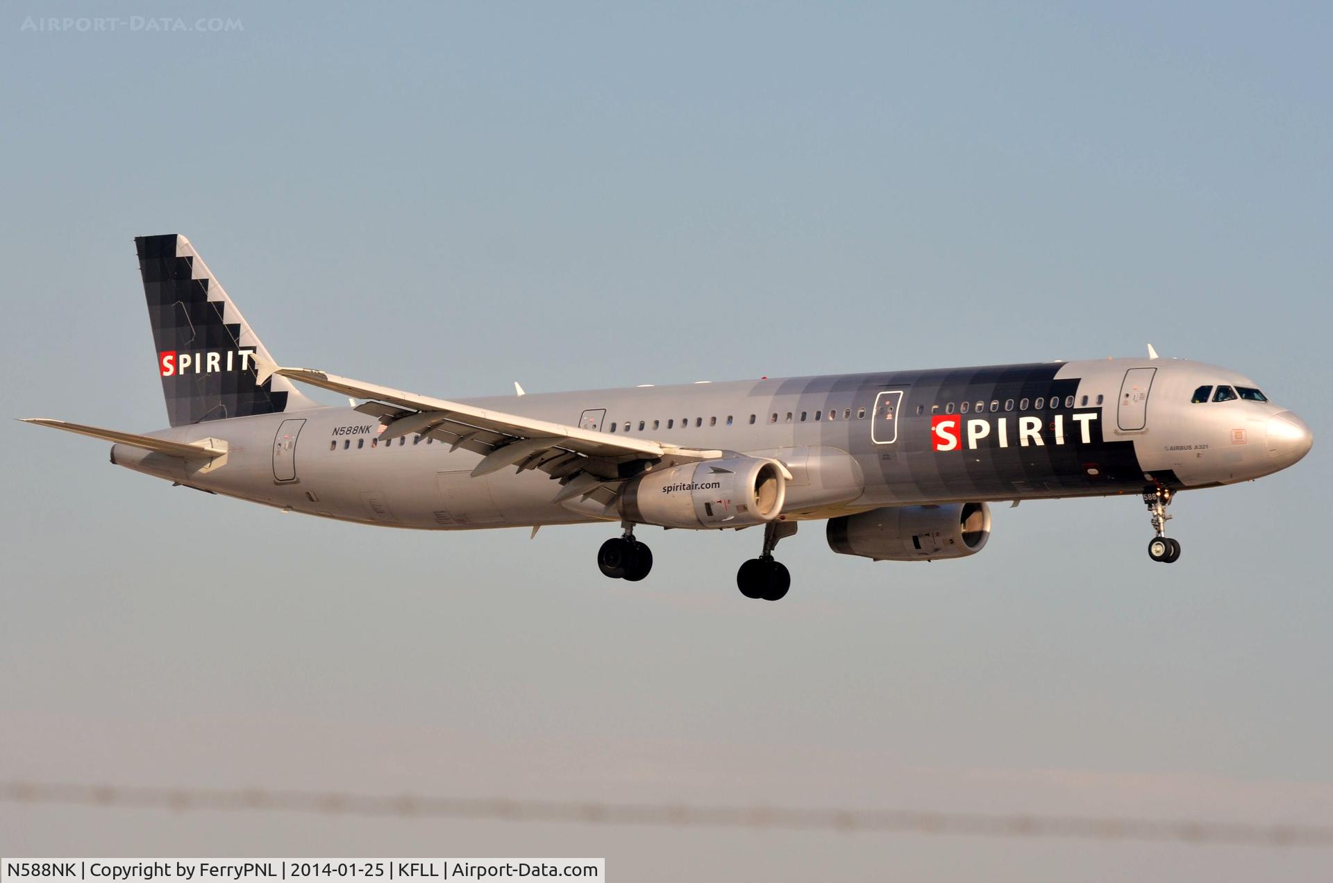 N588NK, 2005 Airbus A321-231 C/N 2590, Spirit A321 arriving at its base.