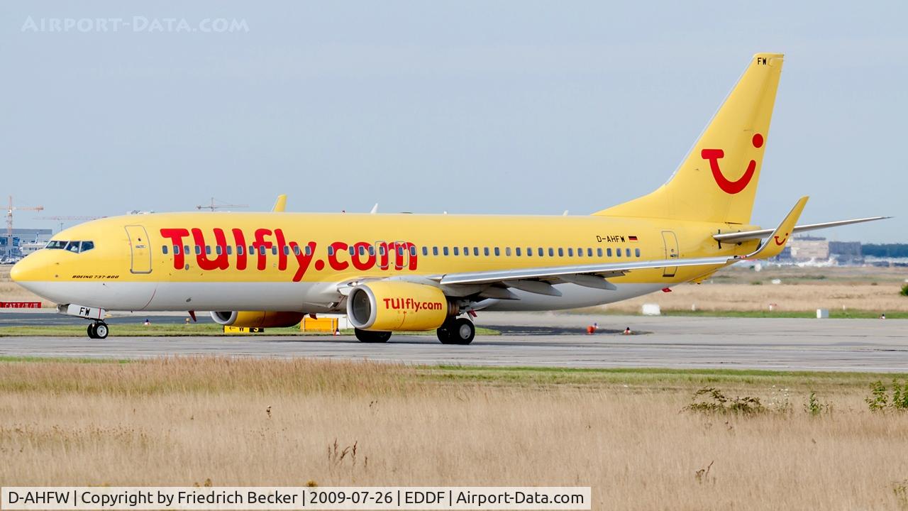D-AHFW, 2001 Boeing 737-8K5 C/N 30882, line up for departure via RW18W