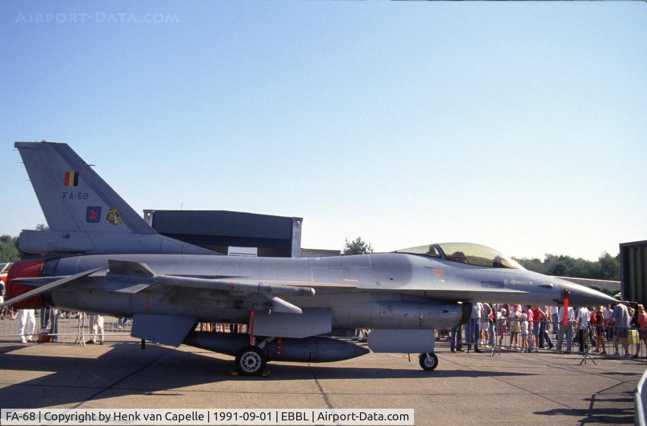 FA-68, SABCA F-16AM Fighting Falcon C/N 6H-68, F-16A fighter of the Belgian Air Force, 31 smaldeel, at Kleine Brogel Air Base, Belgium.