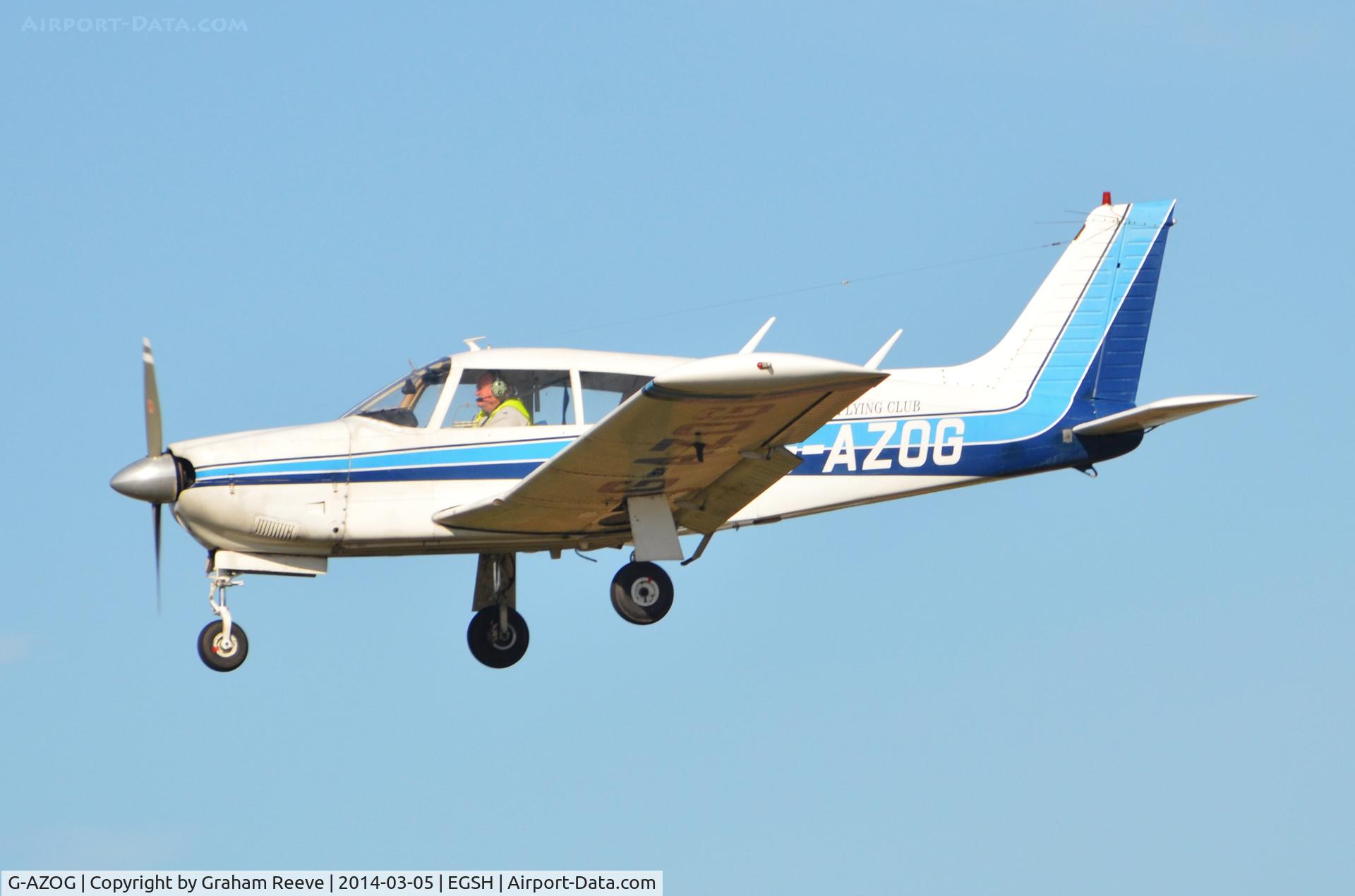 G-AZOG, 1971 Piper PA-28R-200-2 Cherokeee Arrow II C/N 28R-7235009, About to touch down.