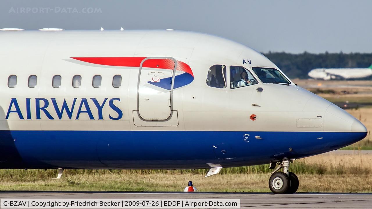 G-BZAV, 1998 British Aerospace Avro 146-RJ100 C/N E3331, departure via RW18W
