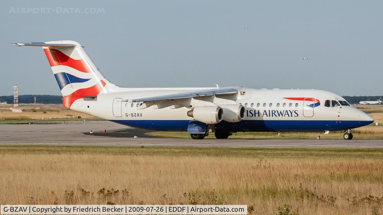 G-BZAV, 1998 British Aerospace Avro 146-RJ100 C/N E3331, departure via RW18W