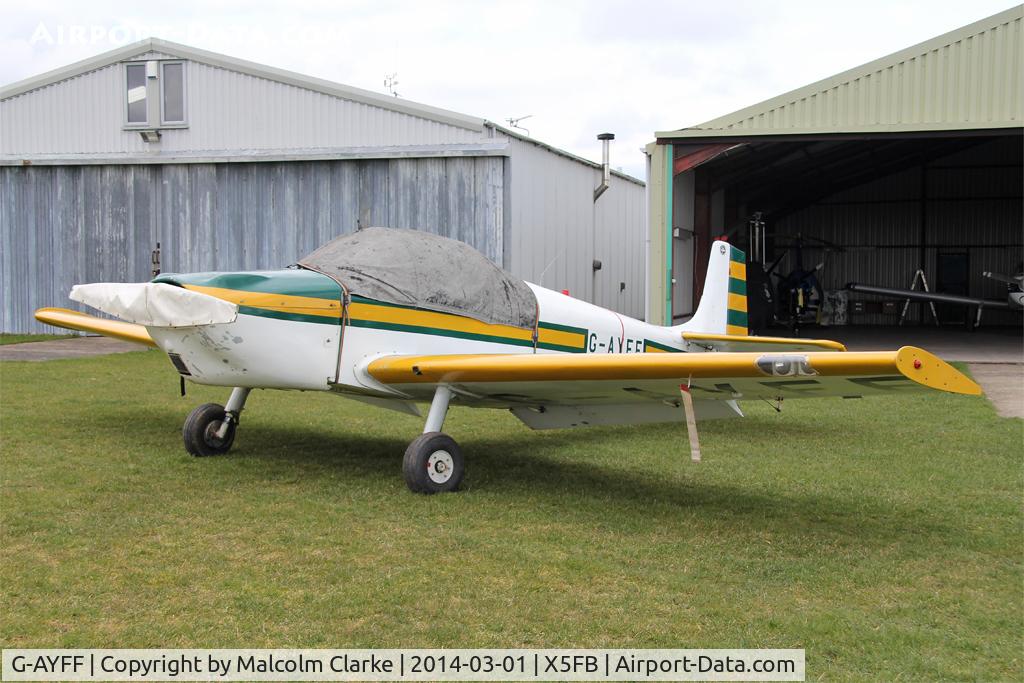 G-AYFF, 1971 Rollason Druine D-62B Condor C/N RAE/647, Rollason Druine D-62B Condor, a resident at Fishburn Airfield UK, Mar 1st 2014.