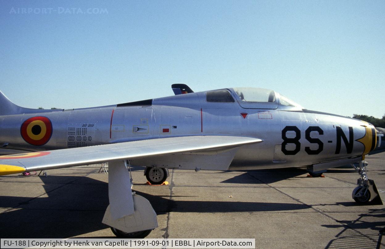 FU-188, Republic F-84F-30-RE Thunderstreak C/N Not found (52-6369), Republic F-84F Thunderstreak of the Belgian Air Force on display at Kleine Brogel Air Base, Belgium